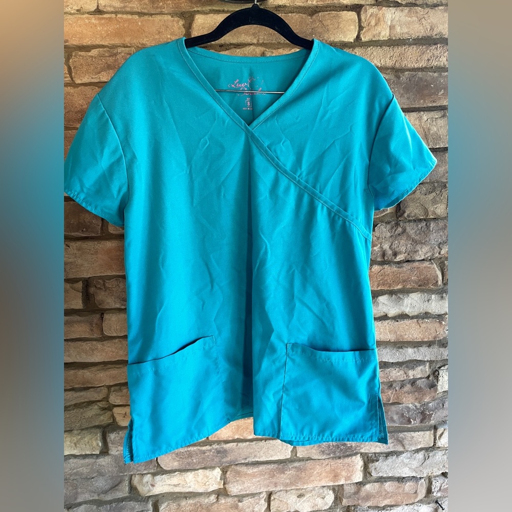 2 piece SET Luv Scrubs Top & Bottom Aqua (Short Sleeve Top & Drawstring Bottom)
